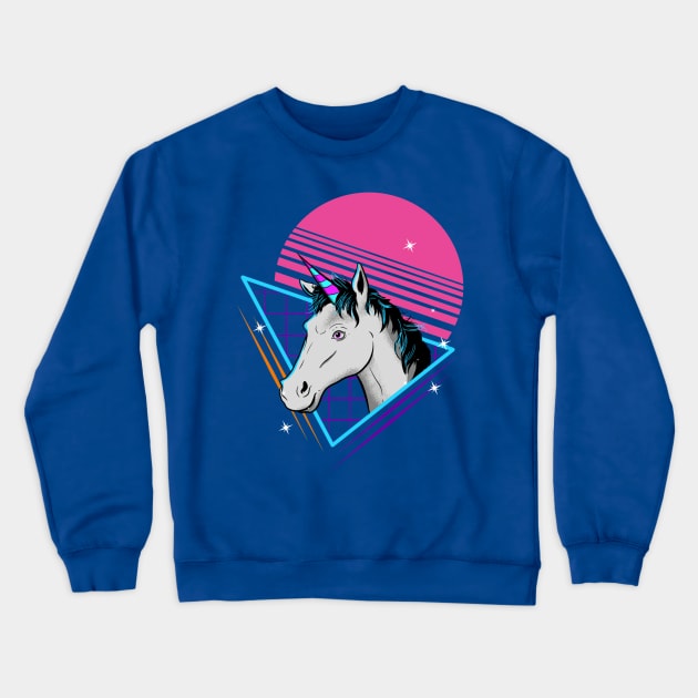 80s Unicorn Retro Gift Vintage Magical Horse preschool love Crewneck Sweatshirt by AlindaEudoro431994